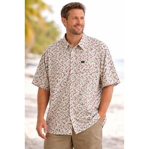 Burlebo Performance Button Up Shirt XXL Mallard Duck Print Short Sleeve NWT